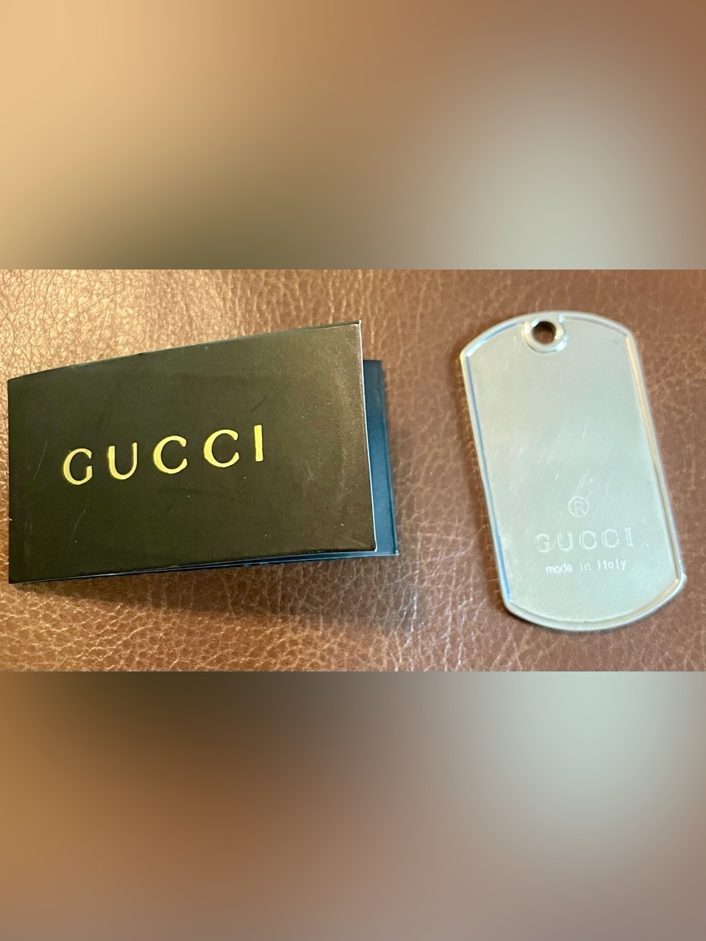 Gucci, Sterling, silver 925 dog tag with silver chain. NWOT - Picture 2 of 13